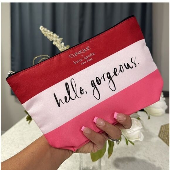 Limited Edition CLINIQUE X KATE SPADE , HELLO, GORGEOUS MAKEUP COSMETIC BAG - Picture 1 of 6